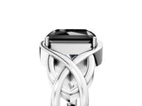 White gold Fancy Black Radiant Cut Solitaire Intertwined Band Prong Setting Ring_5