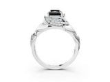 White gold Fancy Black Radiant Cut Solitaire Leaf-Inspired Engagement Ring with Prong Setting_15