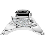 White gold Fancy Black Radiant Cut Solitaire Leaf-Inspired Engagement Ring with Prong Setting_16