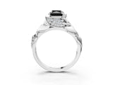 White gold Fancy Black Radiant Cut Solitaire Leaf-Inspired Engagement Ring with Prong Setting_27