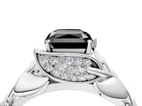 White gold Fancy Black Radiant Cut Solitaire Leaf-Inspired Engagement Ring with Prong Setting_28