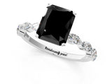 White gold Fancy Black Radiant Cut Solitaire Marquise Side Stone Prong Setting Ring_1