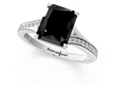 White gold Fancy Black Radiant Cut Solitaire Pavé Band with Four-Prong Setting_1