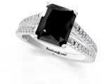 White gold Fancy Black Radiant Cut Solitaire Split Shank Pavé Diamond Engagement Ring_1