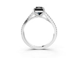 White gold Fancy Black Radiant Cut Solitaire Split Shank Pavé Diamond Engagement Ring_3