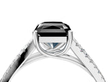 White gold Fancy Black Radiant Cut Solitaire Split Shank Pavé Diamond Engagement Ring_4