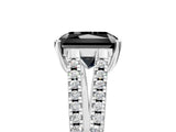 White gold Fancy Black Radiant Cut Solitaire Split Shank Pavé Diamond Engagement Ring_5