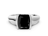 White gold Fancy Black Radiant Cut Solitaire Tension Set Diamond Ring with Split Shank Band_12