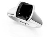 White gold Fancy Black Radiant Cut Solitaire Tension Set Diamond Ring with Split Shank Band_13