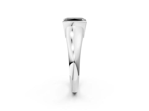 White gold Fancy Black Radiant Cut Solitaire Tension Set Diamond Ring with Split Shank Band_14