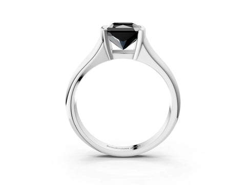 White gold Fancy Black Radiant Cut Solitaire Tension Set Diamond Ring with Split Shank Band_15