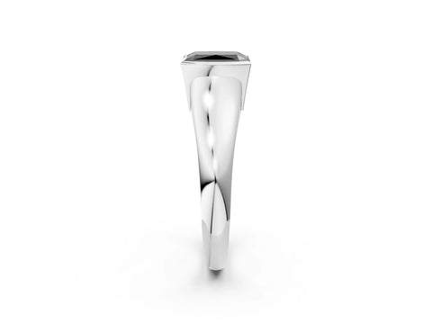 White gold Fancy Black Radiant Cut Solitaire Tension Set Diamond Ring with Split Shank Band_26