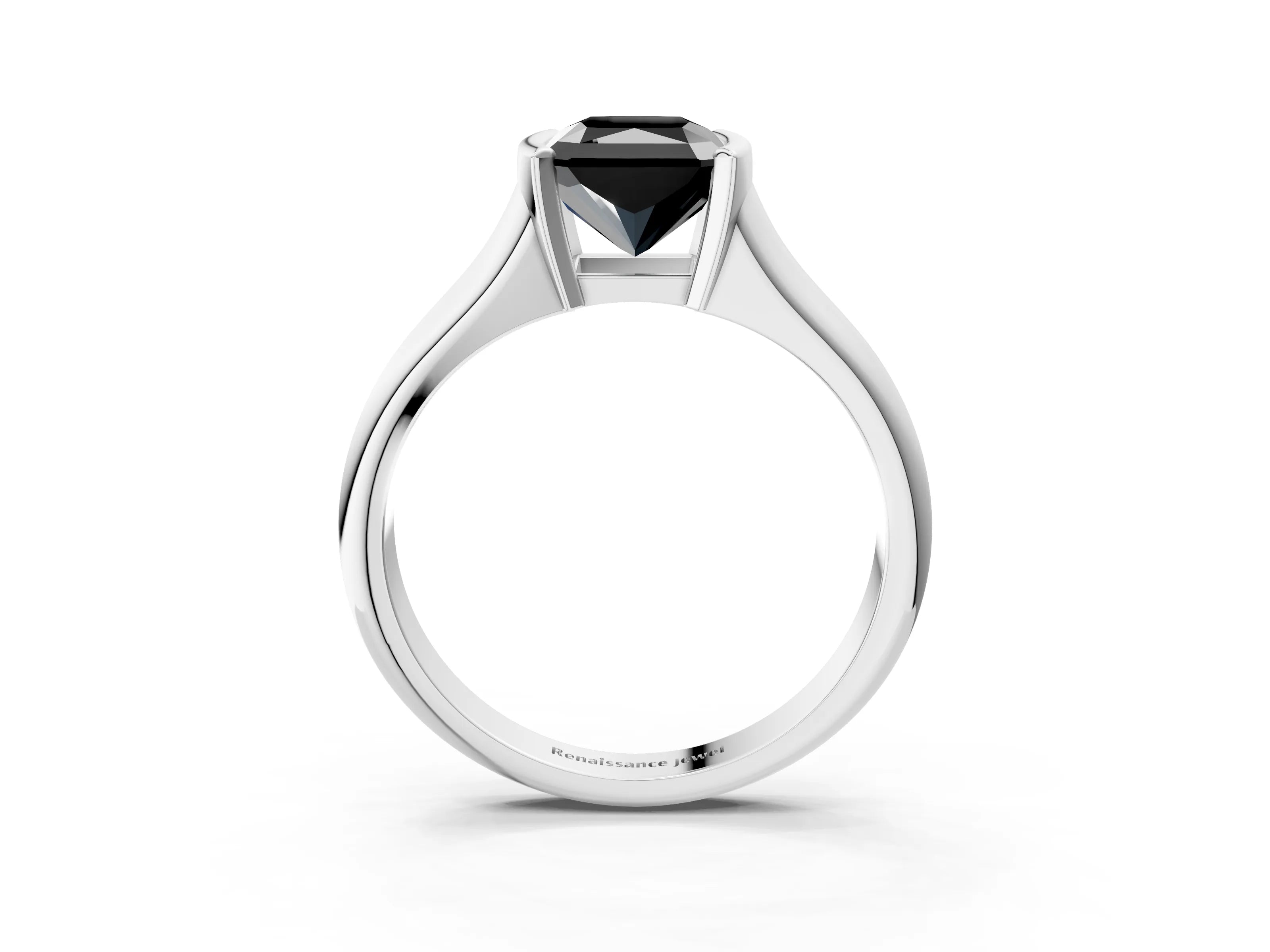 White gold Fancy Black Radiant Cut Solitaire Tension Set Diamond Ring with Split Shank Band_27