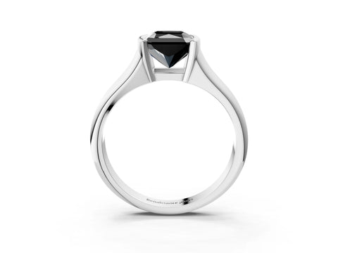White gold Fancy Black Radiant Cut Solitaire Tension Set Diamond Ring with Split Shank Band_27