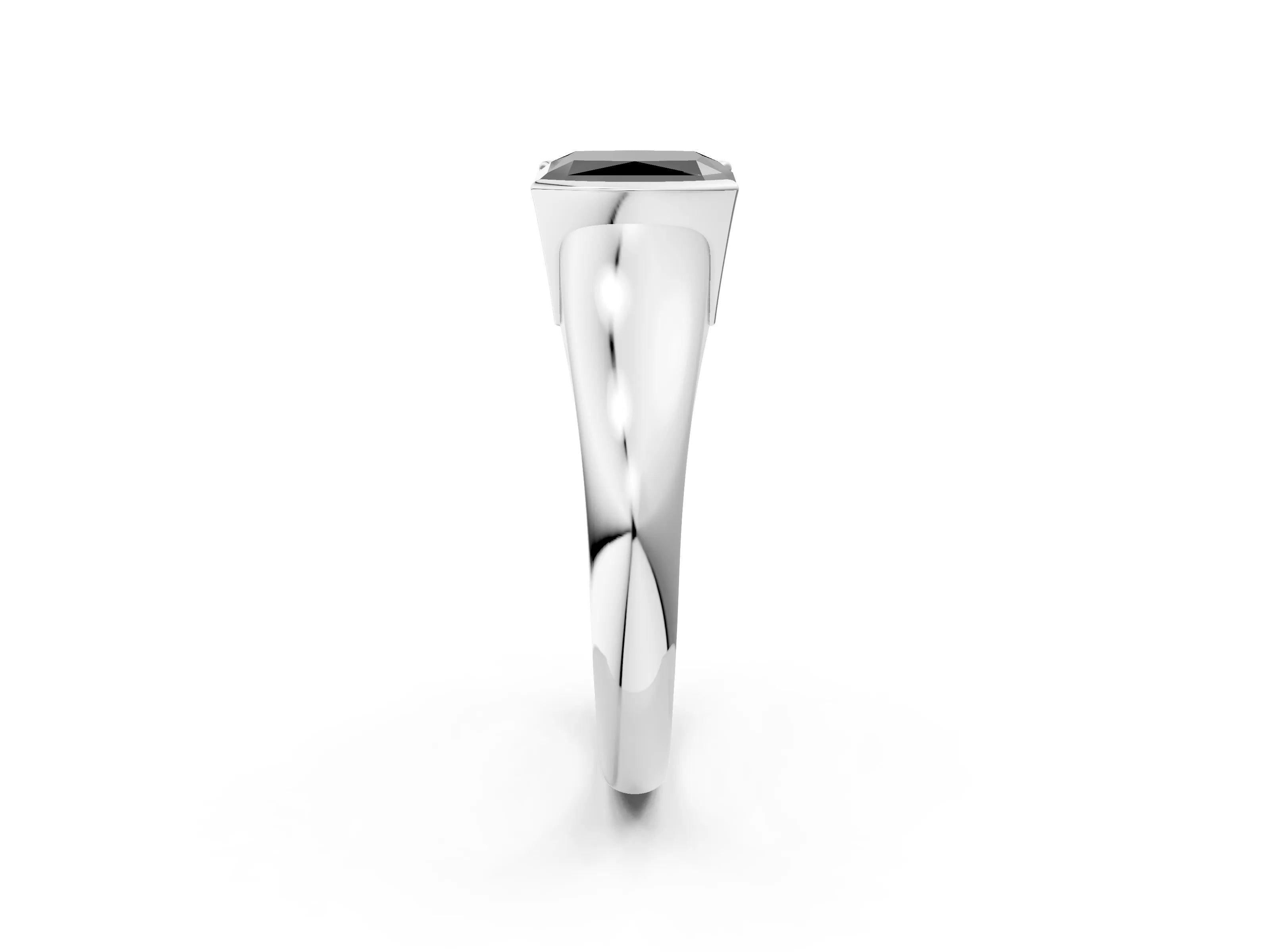 White gold Fancy Black Radiant Cut Solitaire Tension Set Diamond Ring with Split Shank Band_2
