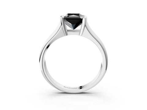White gold Fancy Black Radiant Cut Solitaire Tension Set Diamond Ring with Split Shank Band_3