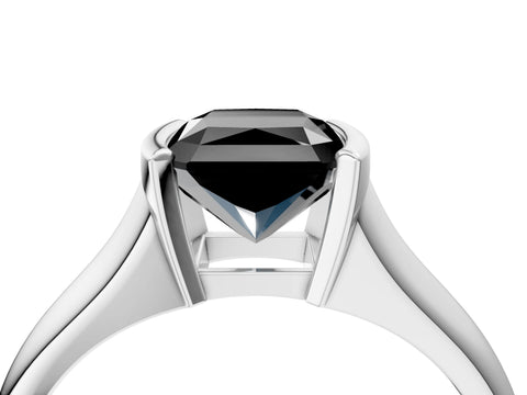 White gold Fancy Black Radiant Cut Solitaire Tension Set Diamond Ring with Split Shank Band_4