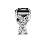 White gold Fancy Black Radiant Cut Solitaire Twist Pave Diamond Engagement Ring with Prong Setting_17