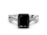 White gold Fancy Black Radiant Cut Solitaire Twist Pave Diamond Engagement Ring with Prong Setting_18