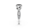 White gold Fancy Black Radiant Cut Solitaire Twist Pave Diamond Engagement Ring with Prong Setting_2