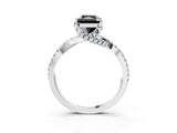 White gold Fancy Black Radiant Cut Solitaire Twist Pave Diamond Engagement Ring with Prong Setting_21