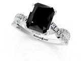 White gold Fancy Black Radiant Cut Solitaire Twist Pave Diamond Engagement Ring with Prong Setting_25