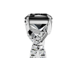 White gold Fancy Black Radiant Cut Solitaire Twist Pave Diamond Engagement Ring with Prong Setting_29