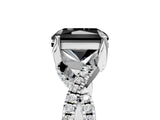 White gold Fancy Black Radiant Cut Solitaire Twist Pave Diamond Engagement Ring with Prong Setting_41