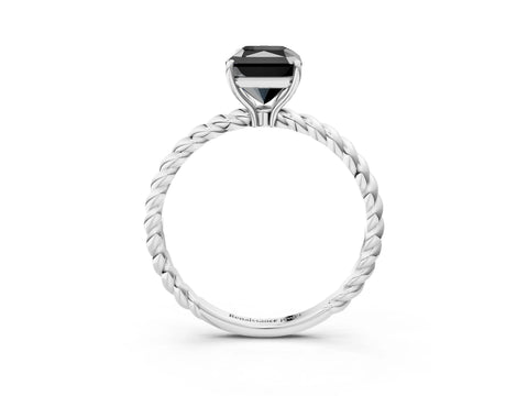 White gold Fancy Black Radiant Cut Solitaire Twisted Band 4-Prong Ring_27
