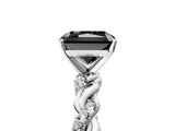 White gold Fancy Black Radiant Cut Solitaire Twisted Band with Pavé Accents and Four-Prong Setting_5