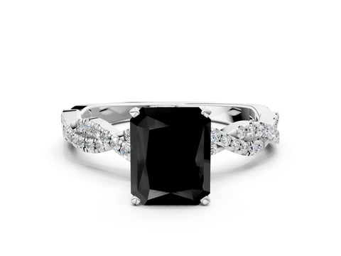 White gold Fancy Black Radiant Cut Solitaire Twisted Pave Band with Four-Prong Setting_15