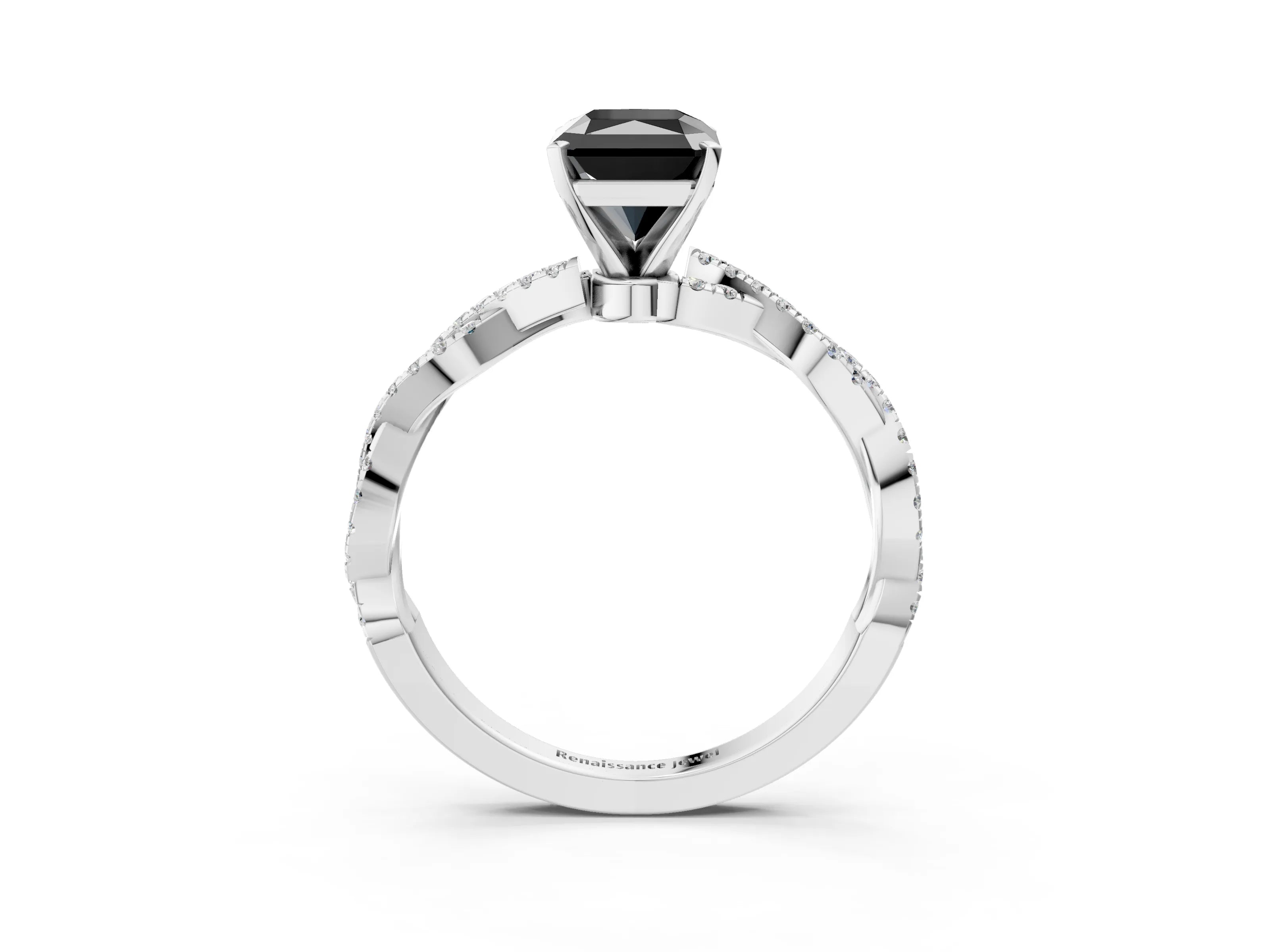 White gold Fancy Black Radiant Cut Solitaire Twisted Pave Band with Four-Prong Setting_18