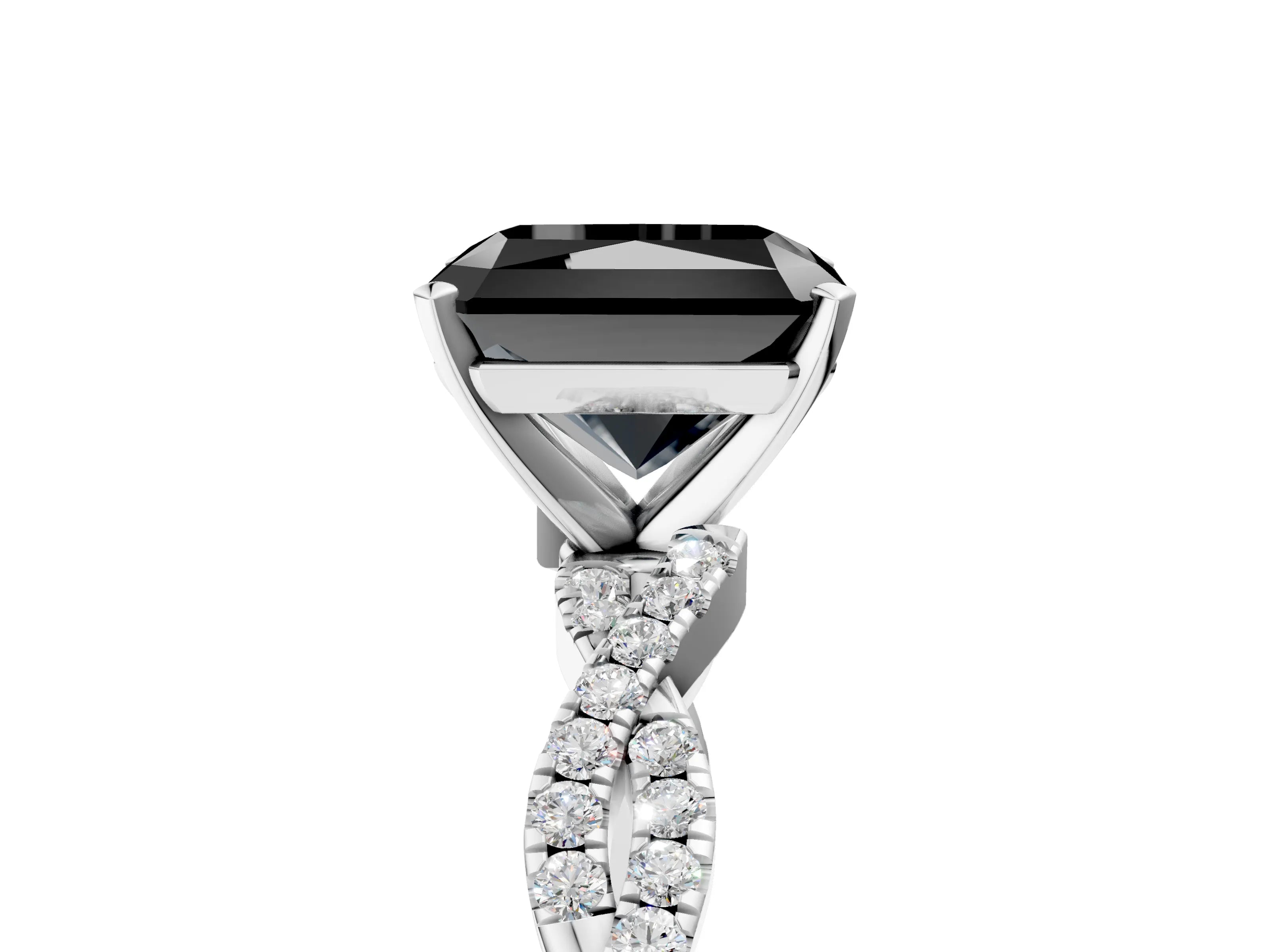 White gold Fancy Black Radiant Cut Solitaire Twisted Pave Band with Four-Prong Setting_20