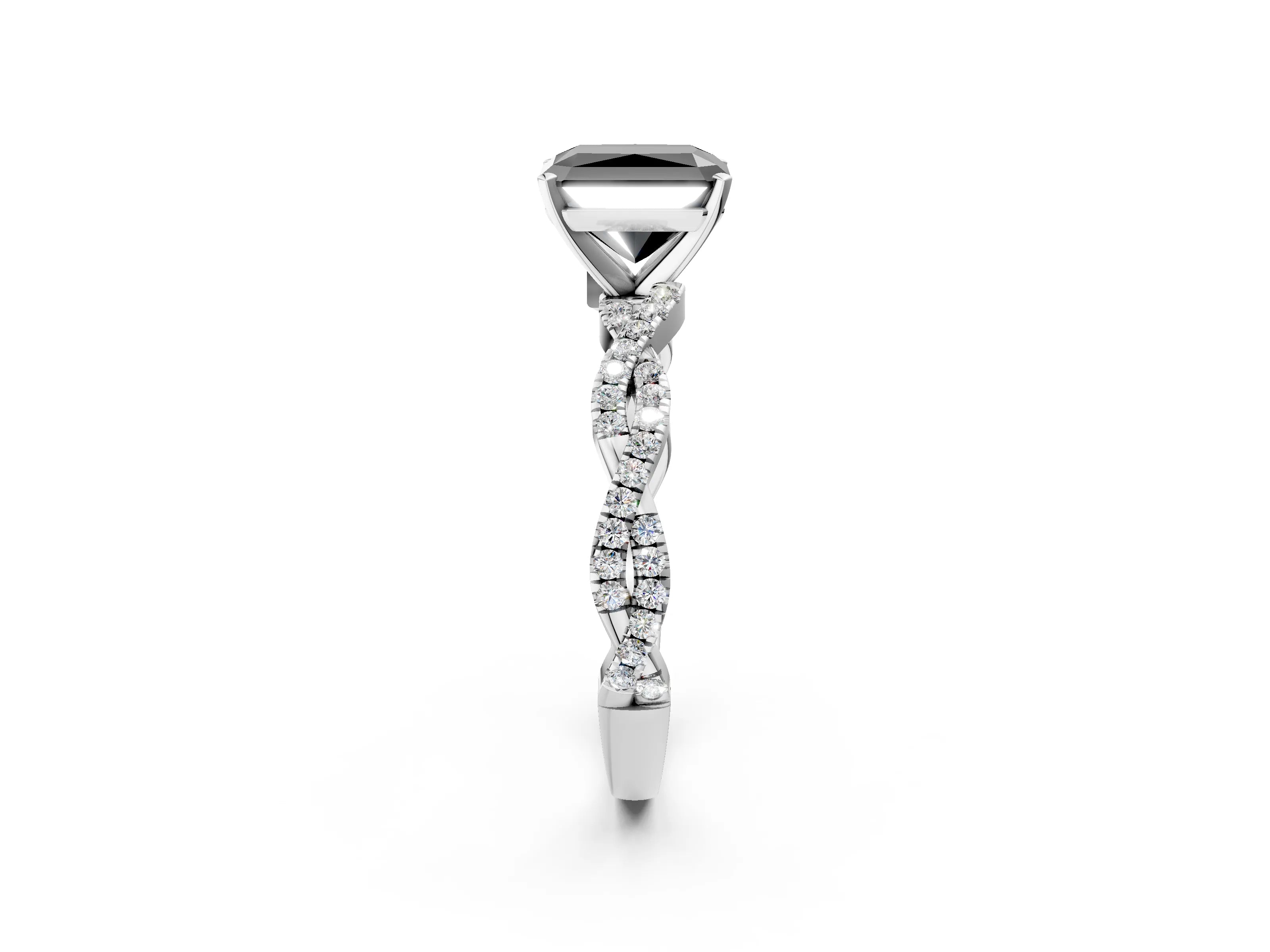 White gold Fancy Black Radiant Cut Solitaire Twisted Pave Band with Four-Prong Setting_5