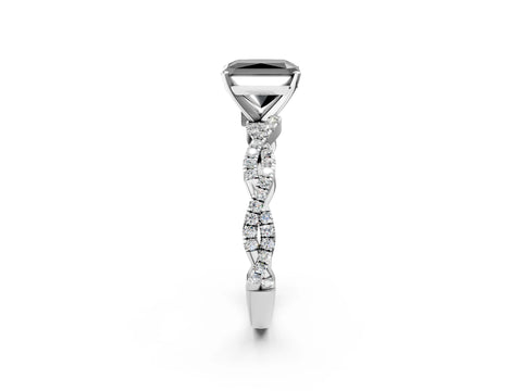 White gold Fancy Black Radiant Cut Solitaire Twisted Pave Band with Four-Prong Setting_5