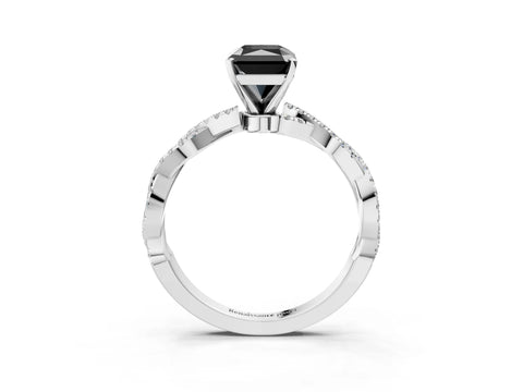 White gold Fancy Black Radiant Cut Solitaire Twisted Pave Band with Four-Prong Setting_6