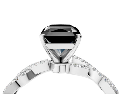 White gold Fancy Black Radiant Cut Solitaire Twisted Pave Band with Four-Prong Setting_7