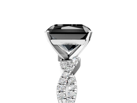 White gold Fancy Black Radiant Cut Solitaire Twisted Pave Band with Four-Prong Setting_8