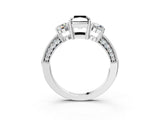 White gold Fancy Black Radiant Cut Three-Stone Diamond Ring with Pavé Band and Four-Prong Setting_15