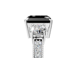 White gold Fancy Black Radiant Cut Three-Stone Diamond Ring with Pavé Band and Four-Prong Setting_17
