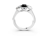 White gold Fancy Black Radiant Cut Three-Stone Diamond Ring with Prong Setting on a Classic Band_15