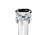 White gold Fancy Black Radiant Cut Three-Stone Diamond Ring with Prong Setting on a Classic Band_17