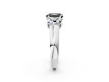 White gold Fancy Black Radiant Cut Three-Stone Diamond Ring with Prong Setting on a Classic Band_20