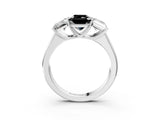 White gold Fancy Black Radiant Cut Three-Stone Diamond Ring with Prong Setting on a Classic Band_21
