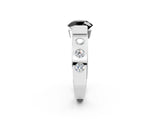 White gold Fancy Black Round Cut Brilliant Channel-Set Diamond Ring with Bezel Prong Setting_14