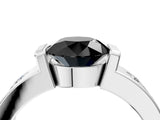 White gold Fancy Black Round Cut Brilliant Channel-Set Diamond Ring with Bezel Prong Setting_16