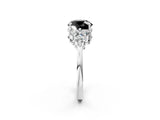 White gold Fancy Black Round Cut Brilliant Diamond Cluster Accent Solitaire Ring with Prong Setting_14
