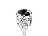 White gold Fancy Black Round Cut Brilliant Diamond Cluster Accent Solitaire Ring with Prong Setting_17