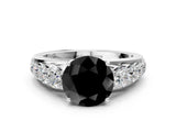 White gold Fancy Black Round Cut Brilliant Diamond Pavé Band with Six-Prong Setting_12