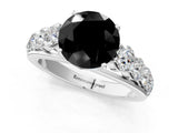 White gold Fancy Black Round Cut Brilliant Diamond Pavé Band with Six-Prong Setting_13